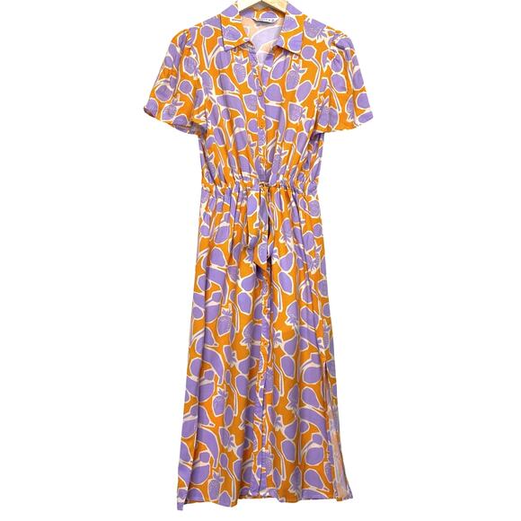 Vibrant Orange and Purple Midi Dress - Picture 1 of 11